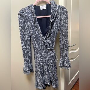 Chic Navy Floral Wrap Dress